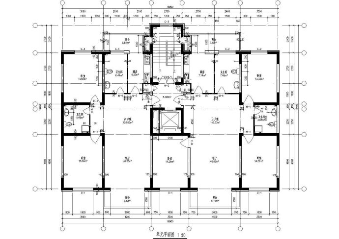 95平方米十四层一梯两户住宅户型设计cad图(含效果图)_图1