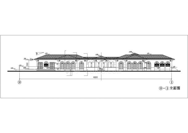 850平米单层砖混结构连锁旅馆平立剖面设计CAD图纸（含地下层）-图一