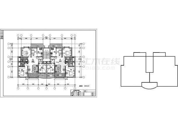 106平方米小高层一梯两户住宅户型设计cad图（含效果图）-图二