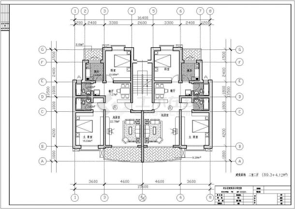 94平方米小高层一梯两户住宅户型设计cad图(含效果图)-图二