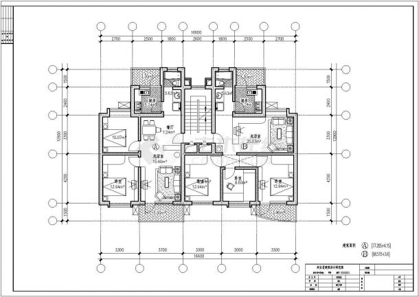 81平方米小高层一梯两户住宅户型设计cad图(含效果图)-图一