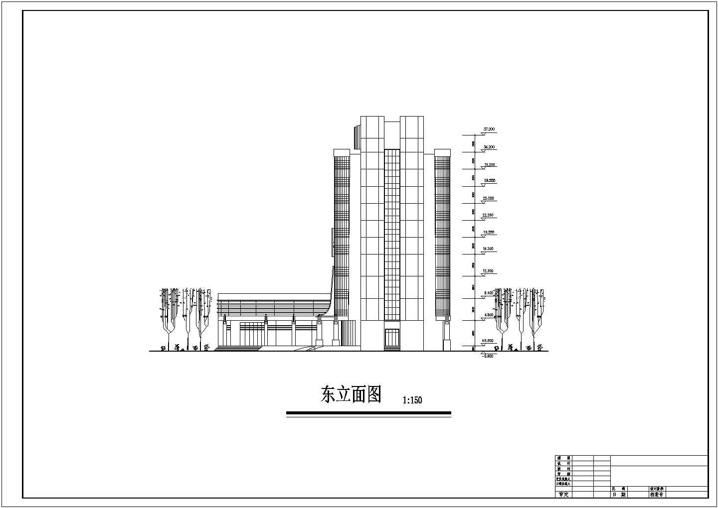 广州市白云大道某10层星级酒店平立剖面设计CAD图纸（含总图）