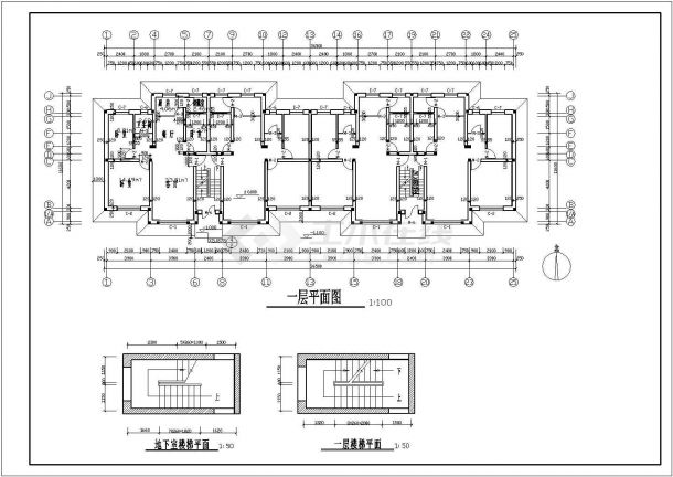 某师范住宅小区建筑施工cad图（共9张）-图一