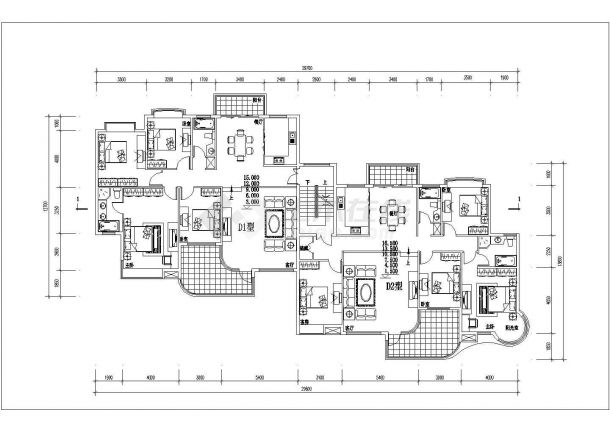 许昌市某新建小区75-145平米左右的热门户型设计CAD图纸（共14张）-图二