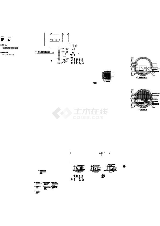 廊架建筑设计节点详图-图一