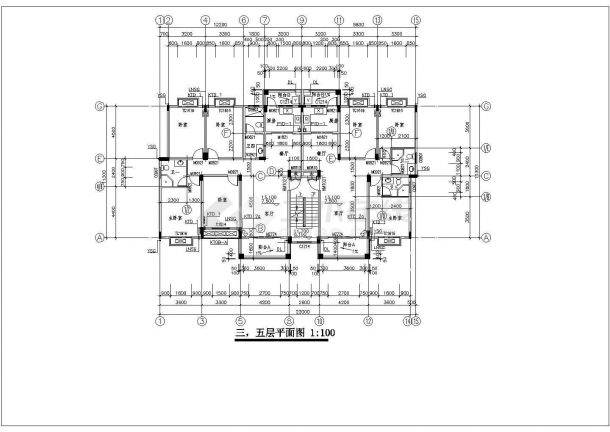 某2000平米七层框架住宅建筑结构图纸（平面图，网络图）-图二