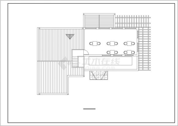 上海某商业街650平米2层框混结构高档餐厅平立剖面设计CAD图纸-图二