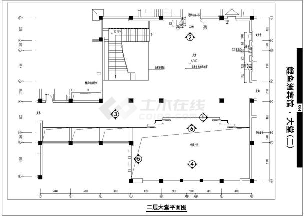 南京市秦淮区星海大酒店全套建筑装修设计CAD图纸-图二