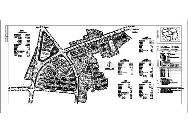 某多层住宅小区（规划总用地面积177958.5平方米）规划设计cad总平面施工图（含经济技术指标，含设计说明）-图一