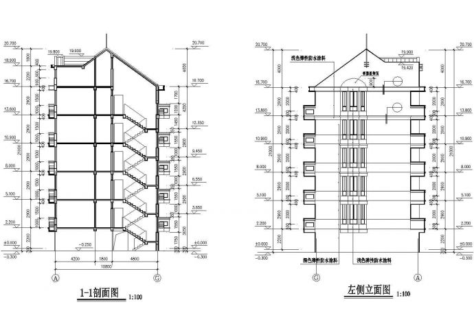 3700皮革米6层砖混结构商住楼建筑设计CAD图纸（含阁楼/底层商铺）_图1