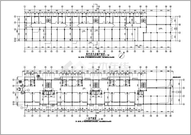 3700皮革米6层砖混结构商住楼建筑设计CAD图纸（含阁楼/底层商铺）-图二