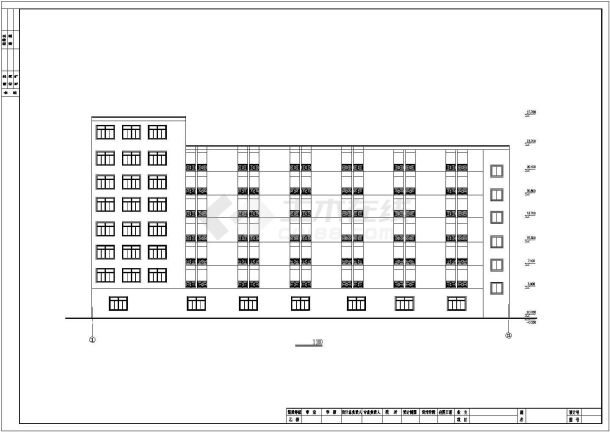 佛山市某商业街4千平米7层框架结构商务酒店全套建筑设计CAD图纸-图二