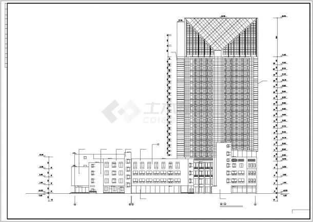 1.7万平米21层框混结构星级酒店平立剖面设计CAD图纸（含机房层）-图二