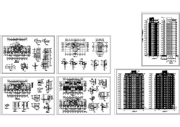 18层1楼梯2电梯4户点式住宅楼设计建筑施工cad图，共六张_图1
