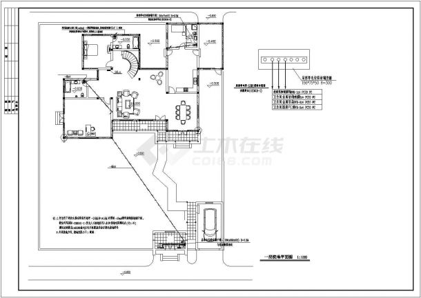 乌鲁木齐市某小区2层高档别墅电气系统设计CAD图纸-图二