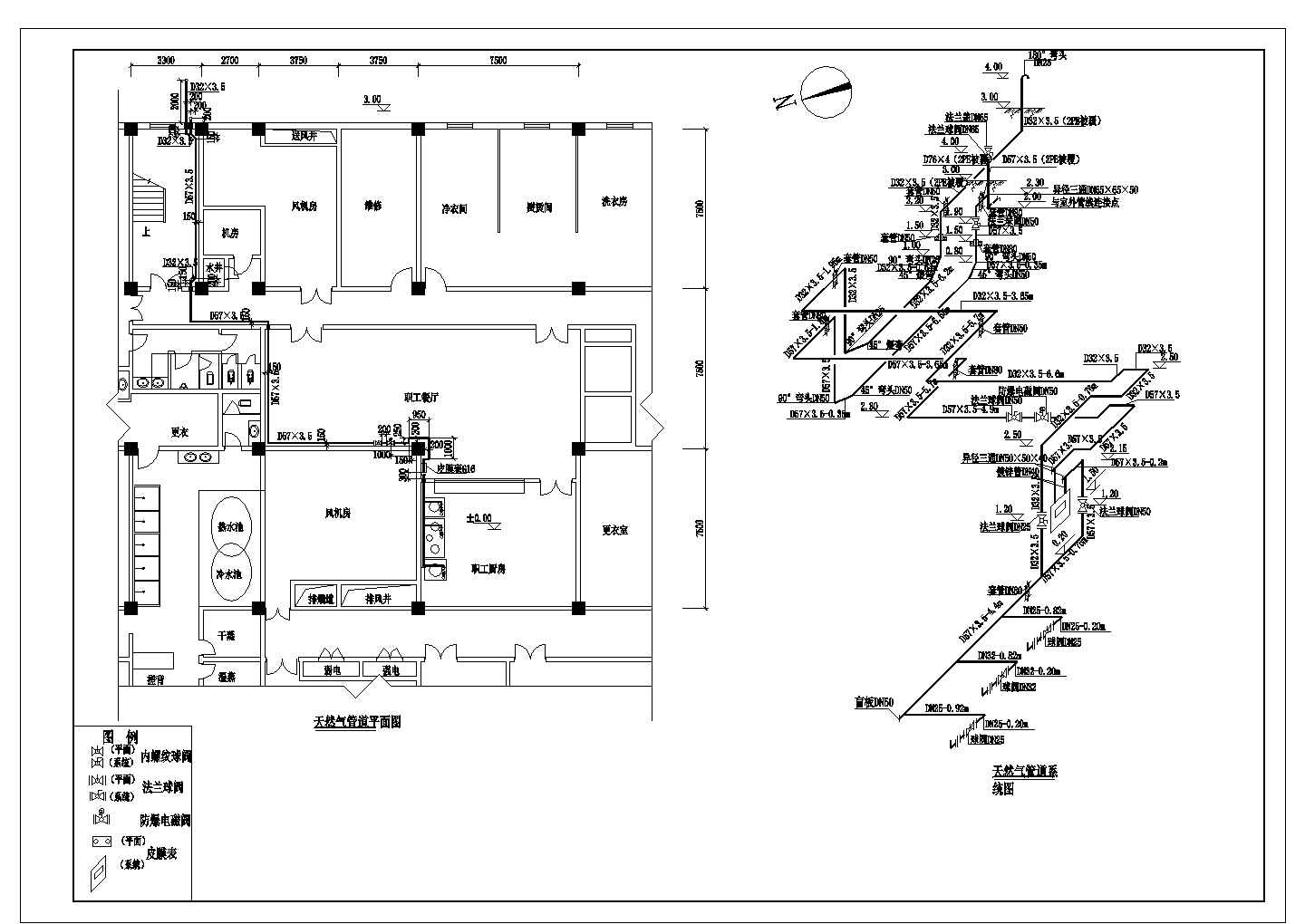某工商户燃气管道详细设计cad施工图
