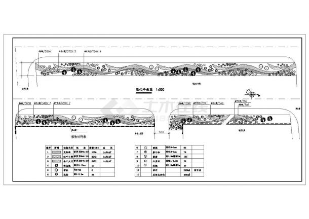 某市区道路绿化景观设计详细施工方案CAD图纸-图一