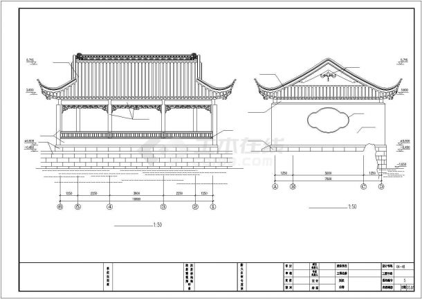 郑州市某寺庙内部单层静心殿建筑设计CAD图纸-图二