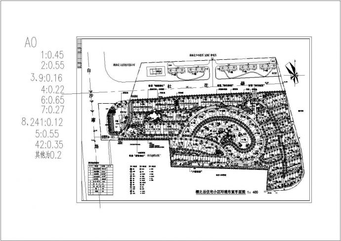 樱之谷住宅小区（总用地面积62641.3平方米）环境规划设计cad总平面布置图（含技术经济指标）_图1