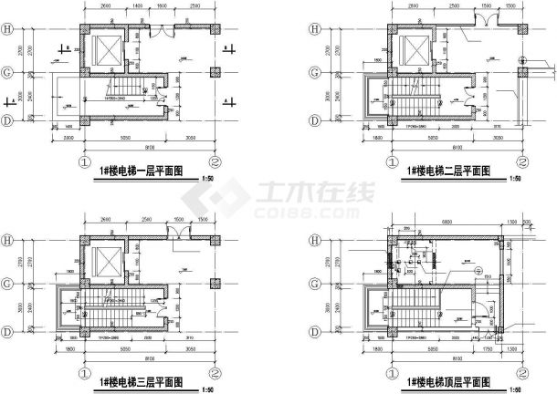 九层假日酒店楼梯全套施工图共七张cad图纸-图二