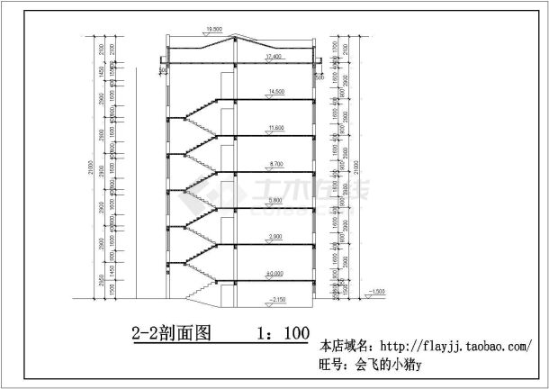 长20.12米 宽14.1米 1储藏+6+1阁楼层(1梯2户)住宅楼给排水施工图-图二