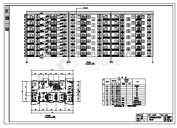 土木工程毕业设计_4000平方米七层公园小区住宅楼建施cad图(含计算书，毕业设计)-图二