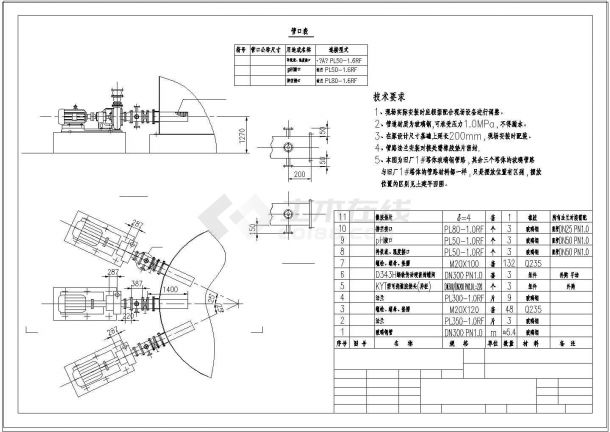 山东纸业公司锅炉烟气脱硫工程白泥法脱硫管路cad布置图-图一