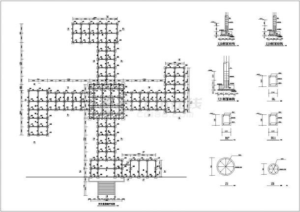 成都市某寺庙内部单层罗汉堂建筑设计CAD图纸-图一