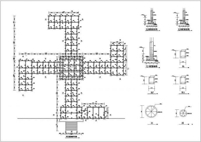 成都市某寺庙内部单层罗汉堂建筑设计CAD图纸_图1