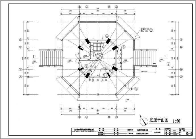 230平米6层框架结构仿古塔建筑设计CAD图纸_图1