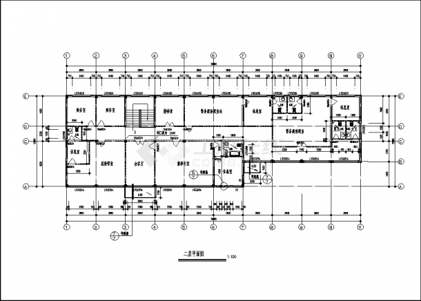 办公楼设计_857平方米二层办公楼建筑设计施工cad图纸-图一