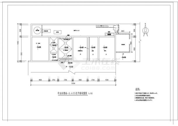 山东某住宅小区中水处理站cad工艺图纸-图一