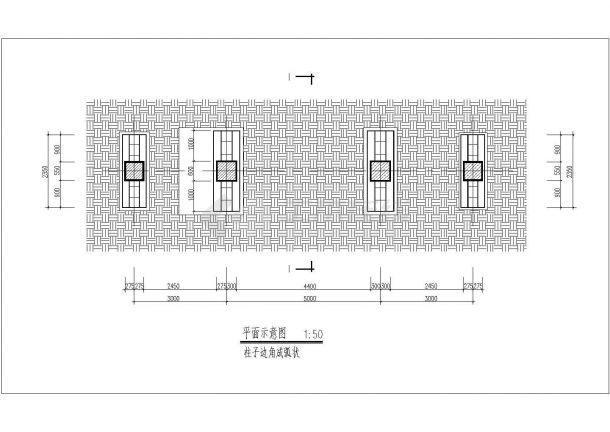 西安市临潼地区某陵园遗址门口仿古牌坊建筑设计CAD图纸-图二