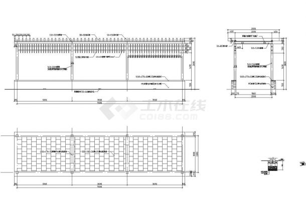 某园林小品钢-木结构长廊设计cad全套建筑施工详图（标注详细）-图一