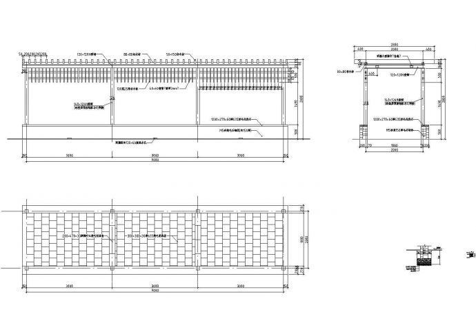 某园林小品钢-木结构长廊设计cad全套建筑施工详图（标注详细）_图1