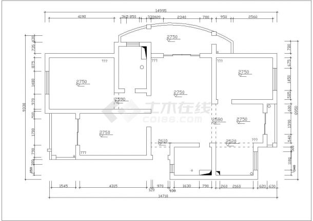 长15米 宽9米 3室2厅家居装修施工图【平面图 室内立面图】CAD图纸-图二