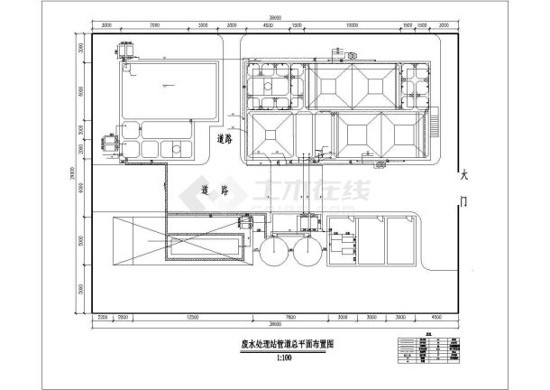 500吨酸洗磷化集中废水污水厂工程cad工艺图-图二