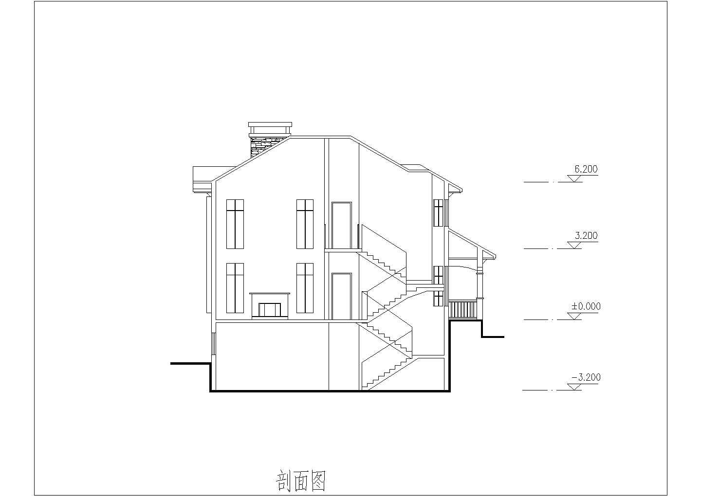 两层带地下室独立别墅建筑设计施工图带效果图