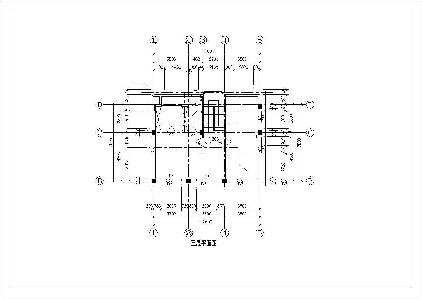 成都某村镇350平米三层砖混乡村别墅平立剖面设计CAD图纸（含夹层）