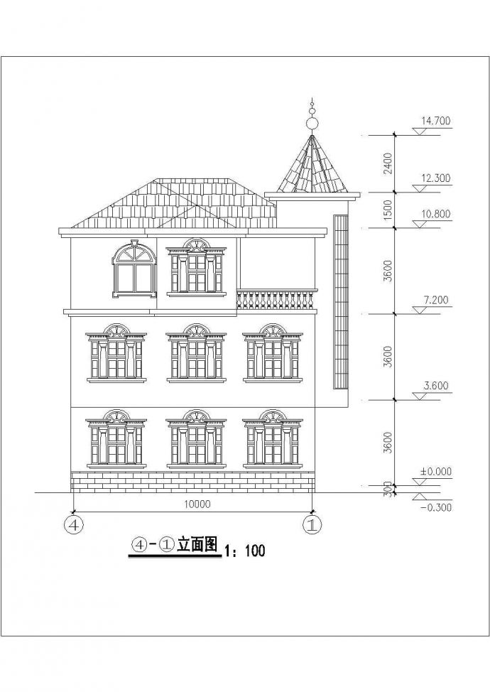 汉中市平阳村335平米3层砖混结构乡村别墅建筑设计CAD图纸_图1
