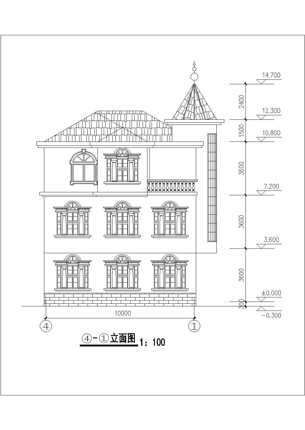 汉中市平阳村335平米3层砖混结构乡村别墅建筑设计CAD图纸