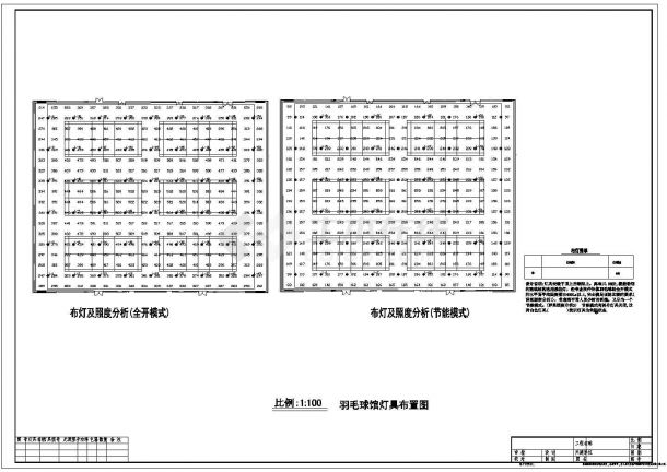 厦门某中心羽毛球馆布灯设计图-图一