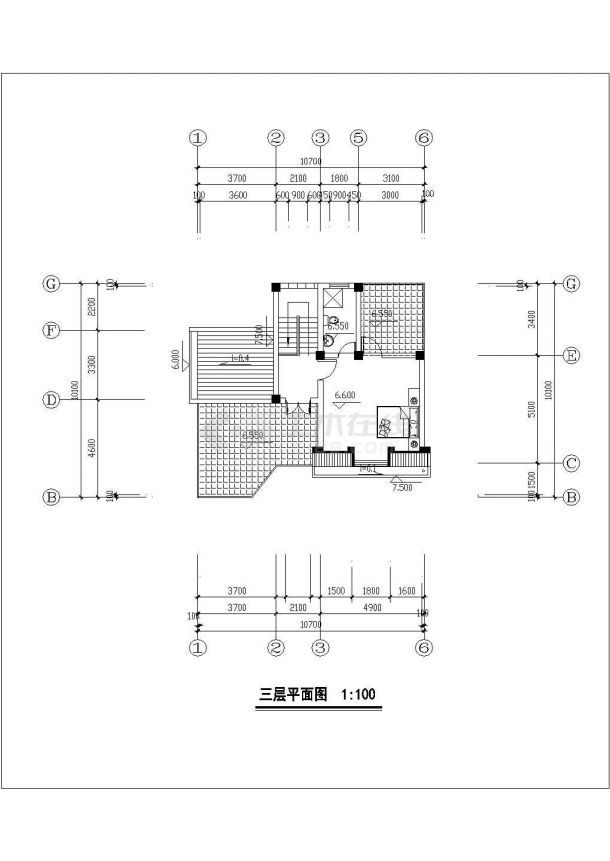慈溪市前进村325平米3层混合结构单体别墅平立剖面设计CAD图纸-图一