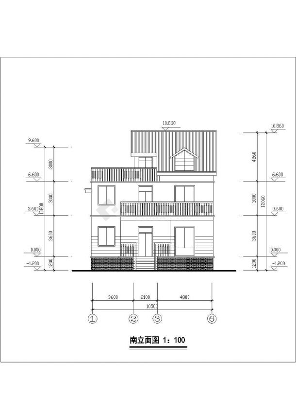 慈溪市前进村325平米3层混合结构单体别墅平立剖面设计CAD图纸-图二