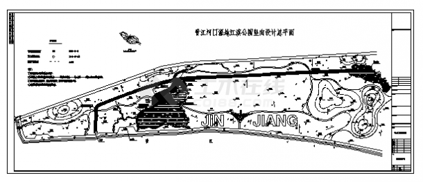 福建晋江河口湿地江滨公园园林施工cad图，共十六张-图一