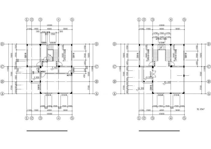 广州某村镇330平米3层砖混结构乡村别墅平立剖面设计CAD图纸（2套方案）_图1