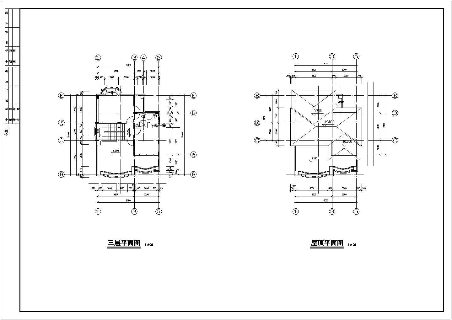 沧州市某现代化村镇315平米3层砖混乡村别墅平立剖面设计CAD图纸