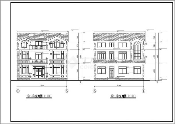 南昌市某村镇400平米3层框混结构单体豪华别墅全套建筑设计CAD图纸-图二