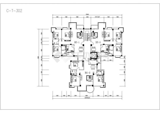 某地塔式住宅户型建筑设计cad图纸（共11张）-图二