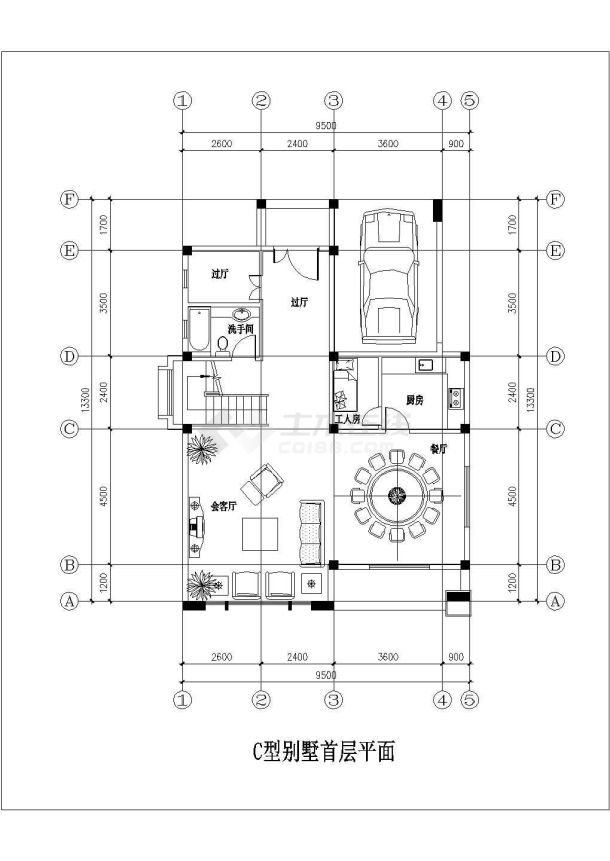 辽阳市某现代化村镇295平米3层砖混结构乡村别墅平立面设计CAD图纸-图一